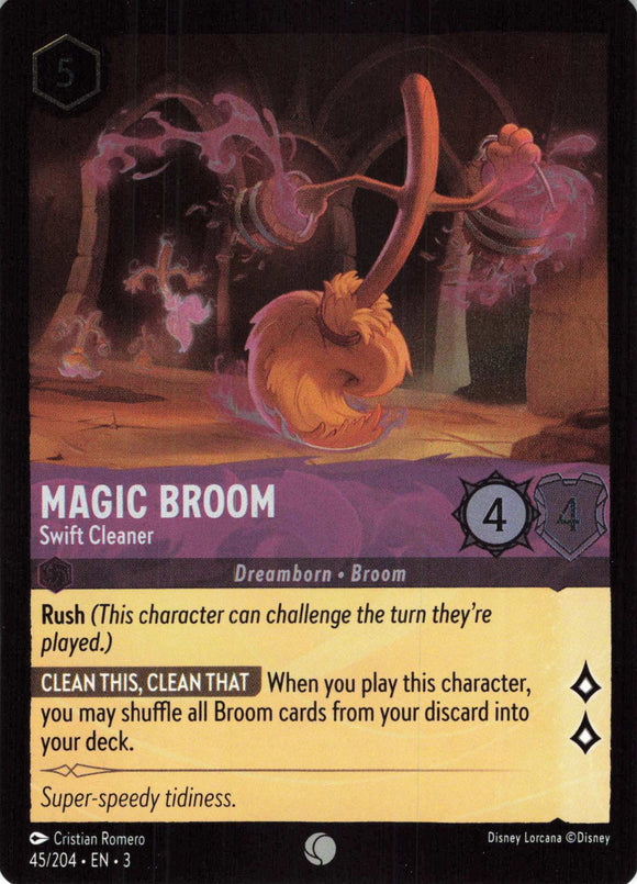 Cold Foil Magic Broom - Swift Cleaner 45/204 Common Into the Inklands Disney Lorcana TCG - guardiangamingtcgs