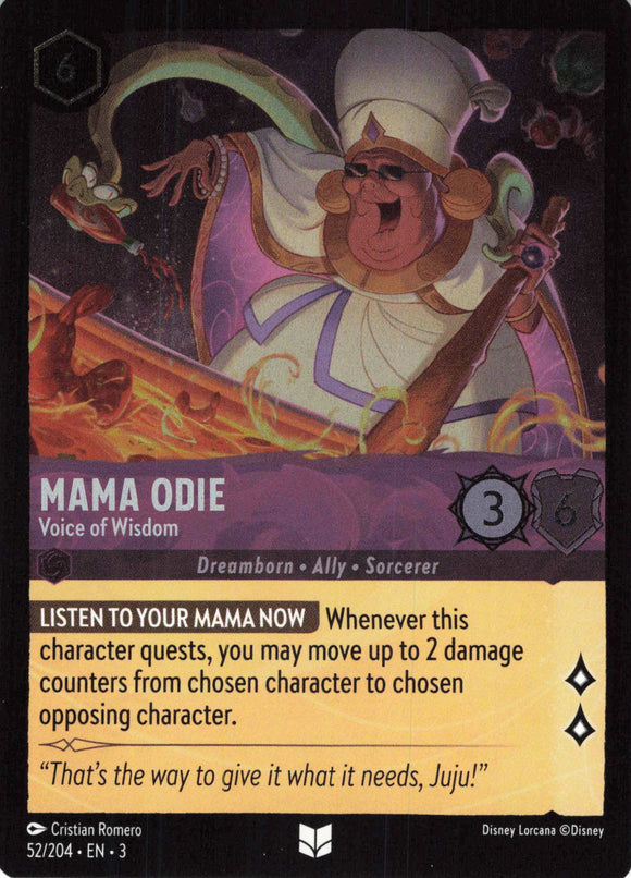 Cold Foil Mama Odie - Voice of Wisdom 52/204 Uncommon Into the Inklands Disney Lorcana TCG - guardiangamingtcgs