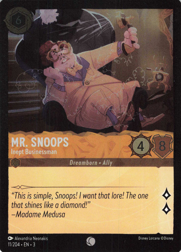 Cold Foil Mr. Snoops - Inept Businessman 11/204 Common Into the Inklands Disney Lorcana TCG - guardiangamingtcgs