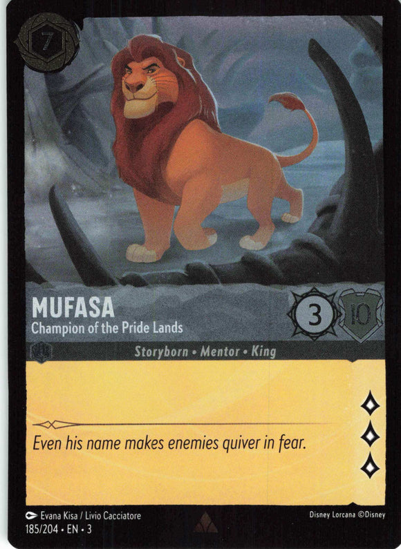 Cold Foil Mufasa - Champion of the Pride Lands 185/204 Rare Into the Inklands Disney Lorcana TCG - guardiangamingtcgs