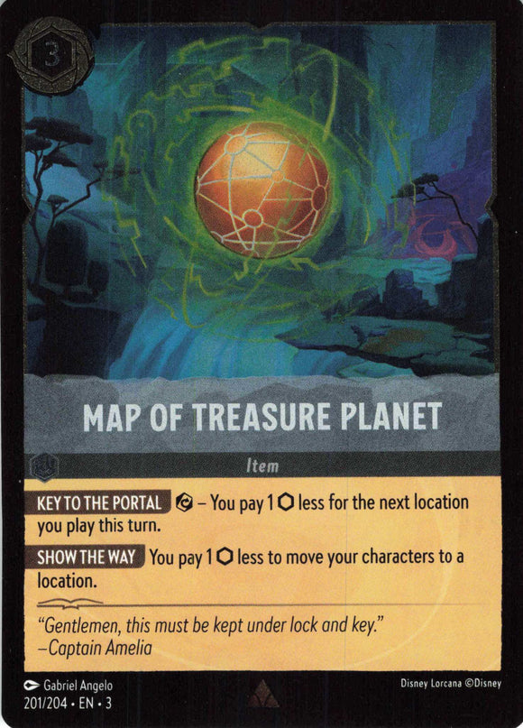 Cold Foil Map of Treasure Planet 201/204 Rare Into the Inklands Disney Lorcana TCG - guardiangamingtcgs