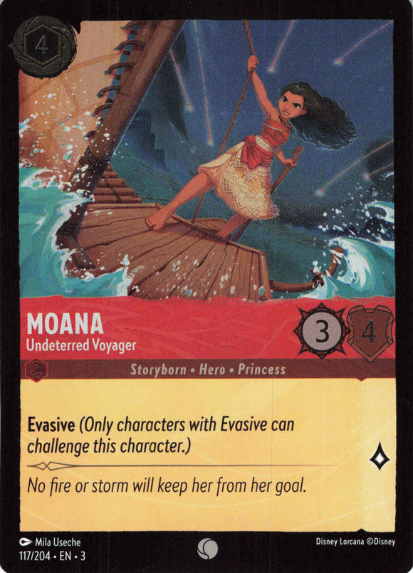 Cold Foil Moana - Undeterred Voyager 117/204 Common Into the Inklands Disney Lorcana TCG - guardiangamingtcgs