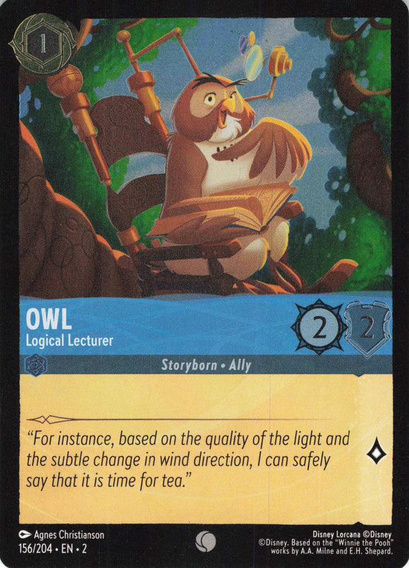 Cold Foil Owl - Logical Lecturer 156/204 Common Rise of the Floodborn Disney Lorcana TCG - guardiangamingtcgs