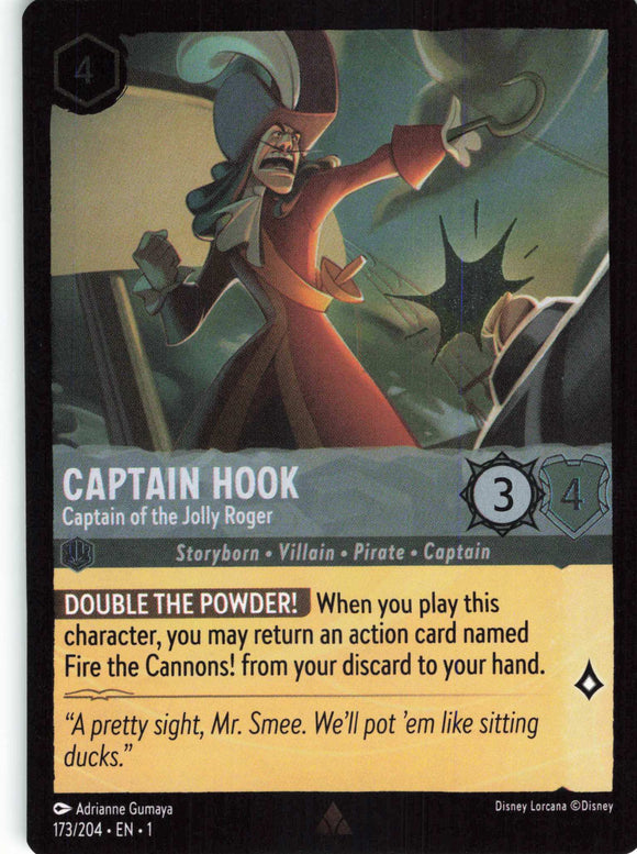 Cold Foil Captain Hook - Captain of the Jolly Roger 173/204 Rare The First Chapter Disney Lorcana TCG - guardiangamingtcgs