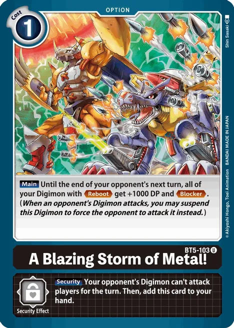 A Blazing Storm of Metal! BT5-103 U Battle of Omni Digimon TCG - guardiangamingtcgs