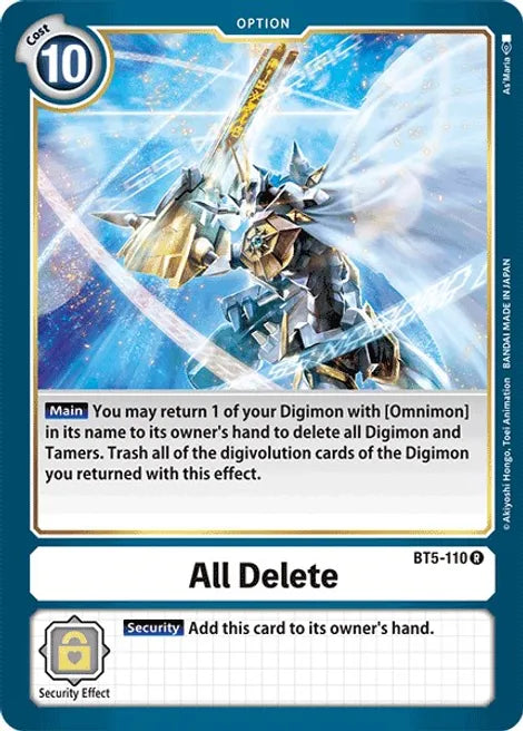 All Delete BT5-110 R Battle of Omni Digimon TCG - guardiangamingtcgs