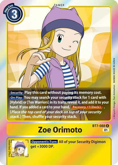 Foil Zoe Orimoto BT7-088 R Next Adventure Digimon TCG - guardiangamingtcgs