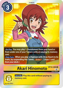 Foil Akari Hinomoto BT10-089 R Xros Encounter Digimon TCG - guardiangamingtcgs