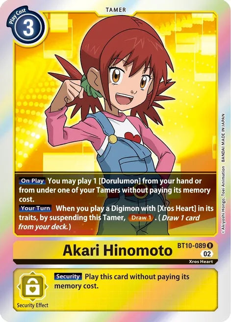 Foil Akari Hinomoto BT10-089 R Xros Encounter Digimon TCG - guardiangamingtcgs