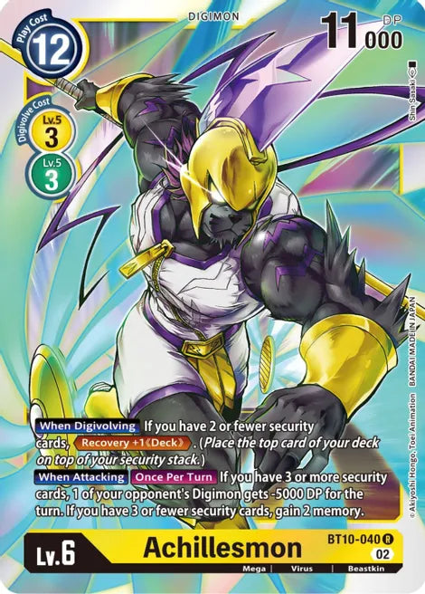 Foil Achillesmon BT10-040 R Xros Encounter Digimon TCG - guardiangamingtcgs