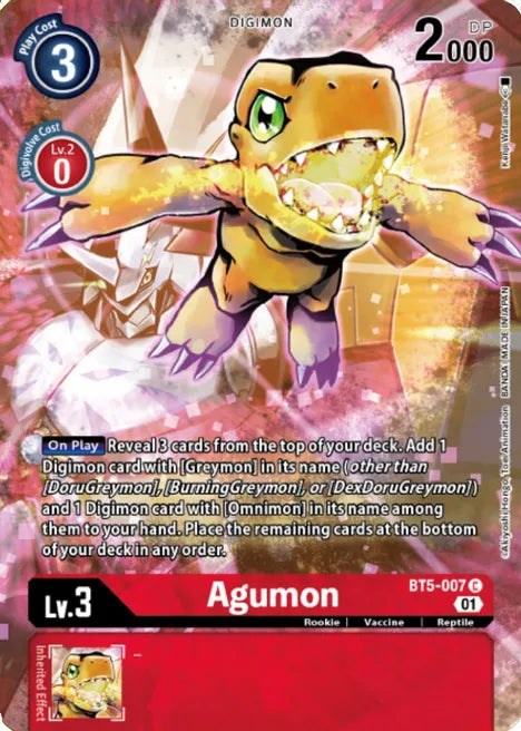 Foil Agumon - BT5-007 (Digimon Royal Knights Card Set) C Battle of Omni Digimon TCG - guardiangamingtcgs