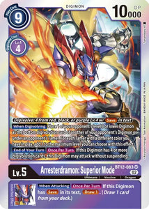 Foil Arresterdramon: Superior Mode BT12-083 SR Across Time Digimon TCG - guardiangamingtcgs