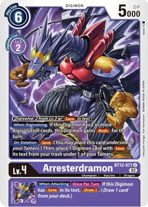 Arresterdramon BT12-077 U Across Time Digimon TCG - guardiangamingtcgs