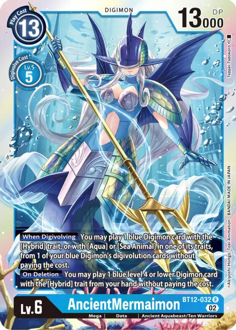 Foil AncientMermaimon BT12-032 R Across Time Digimon TCG - guardiangamingtcgs