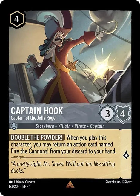 Captain Hook - Captain of the Jolly Roger 173/204 Rare The First Chapter Disney Lorcana TCG - guardiangamingtcgs