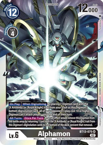 Foil Alphamon BT13-075 SR Versus Royal Knights Digimon TCG - guardiangamingtcgs