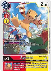 Agumon BT13-008 C Versus Royal Knights Digimon TCG - guardiangamingtcgs