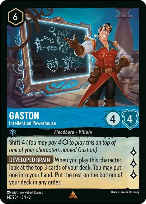 Gaston - Intellectual Powerhouse 147/204 Rare Rise of the Floodborn Disney Lorcana TCG - guardiangamingtcgs