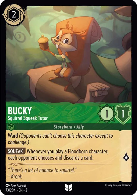 Bucky - Squirrel Squeak Tutor 73/204 Uncommon Rise of the Floodborn Disney Lorcana TCG - guardiangamingtcgs