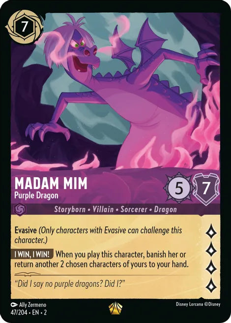 Madam Mim - Purple Dragon 47/204 Legendary Rise of the Floodborn Disney Lorcana TCG - guardiangamingtcgs