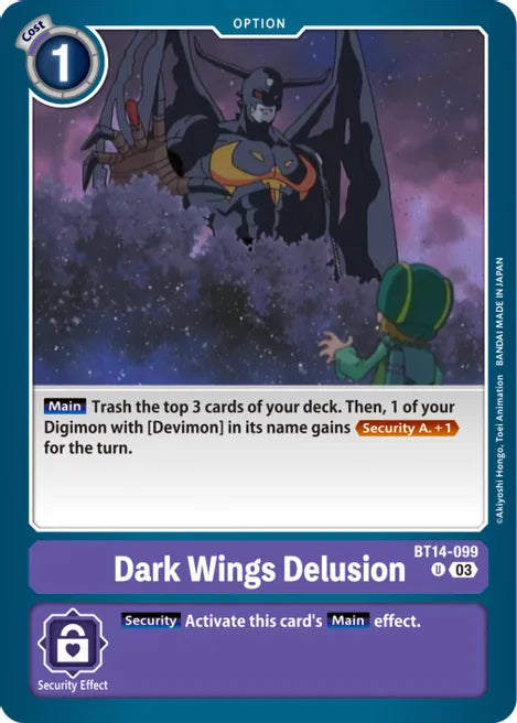 Dark Wings Delusion BT14-099 U Blast Ace Digimon TCG - guardiangamingtcgs