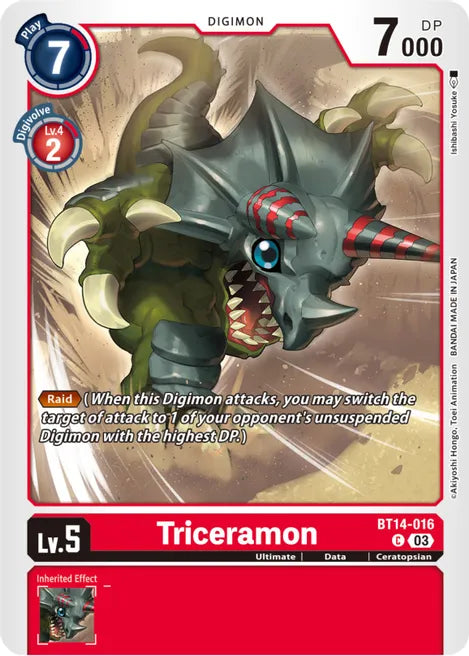 Triceramon BT14-016 C Blast Ace Digimon TCG - guardiangamingtcgs