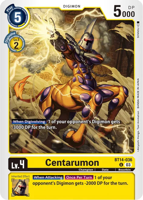 Centarumon BT14-036 U Blast Ace Digimon TCG - guardiangamingtcgs