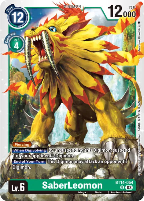 SaberLeomon BT14-054 U Blast Ace Digimon TCG - guardiangamingtcgs