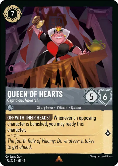 Queen of Hearts - Capricious Monarch 192/204 Rare Rise of the Floodborn Disney Lorcana TCG - guardiangamingtcgs