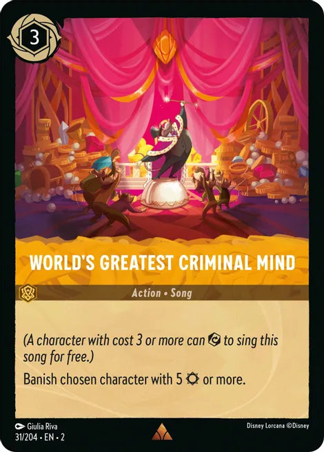 World's Greatest Criminal Mind 31/204 Rare Rise of the Floodborn Disney Lorcana TCG - guardiangamingtcgs