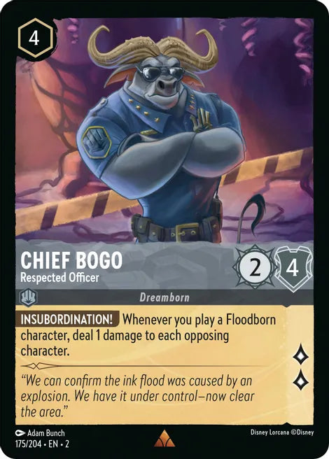 Chief Bogo - Respected Officer 175/204 Rare Rise of the Floodborn Disney Lorcana TCG - guardiangamingtcgs