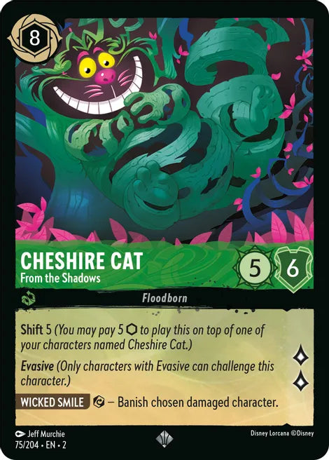Cheshire Cat - From the Shadows 75/204 Super Rare Rise of the Floodborn Disney Lorcana TCG - guardiangamingtcgs