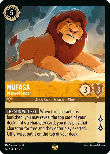 Mufasa - Betrayed Leader 14/204 Legendary Rise of the Floodborn Disney Lorcana TCG - guardiangamingtcgs