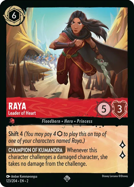 Raya - Leader of Heart 123/204 Super Rare Rise of the Floodborn Disney Lorcana TCG - guardiangamingtcgs