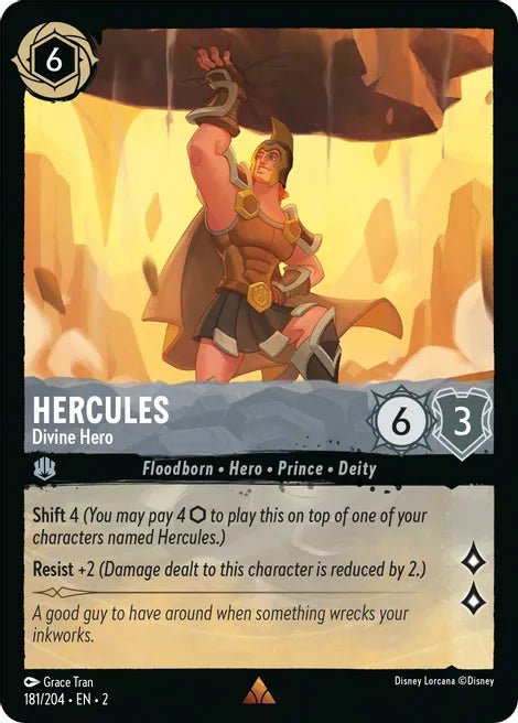 Hercules - Divine Hero 181/204 Rare Rise of the Floodborn Disney Lorcana TCG - guardiangamingtcgs