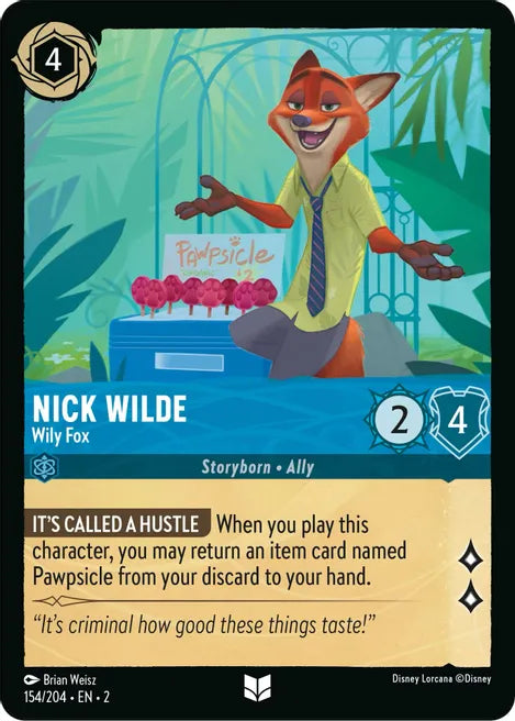 Nick Wilde - Wily Fox 154/204 Uncommon Rise of the Floodborn Disney Lorcana TCG - guardiangamingtcgs