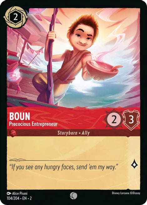 Boun - Precocious Entrepreneur 104/204 Common Rise of the Floodborn Disney Lorcana TCG - guardiangamingtcgs