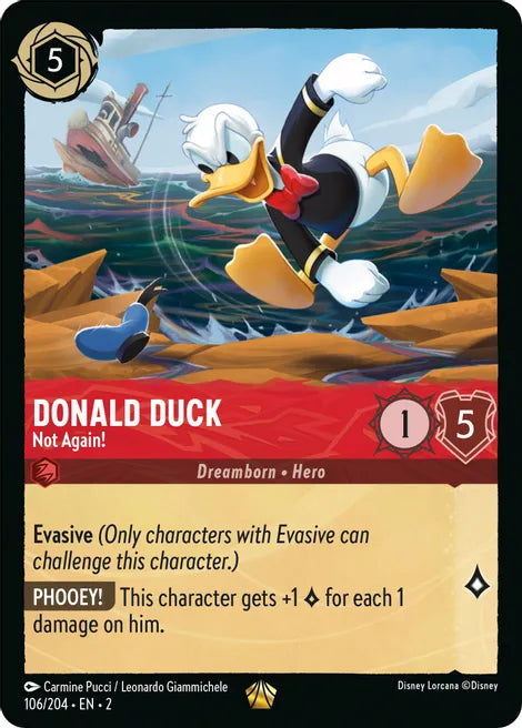 Donald Duck - Not Again! 106/204 Legendary Rise of the Floodborn Disney Lorcana TCG - guardiangamingtcgs
