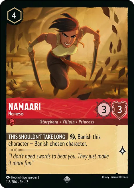 Namaari - Nemesis 118/204 Super Rare Rise of the Floodborn Disney Lorcana TCG - guardiangamingtcgs