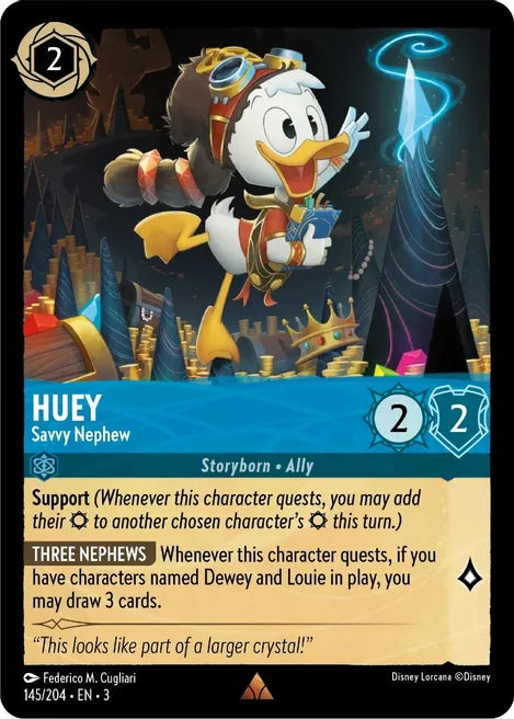 Huey - Savvy Nephew 145/204 Rare Into the Inklands Disney Lorcana TCG - guardiangamingtcgs