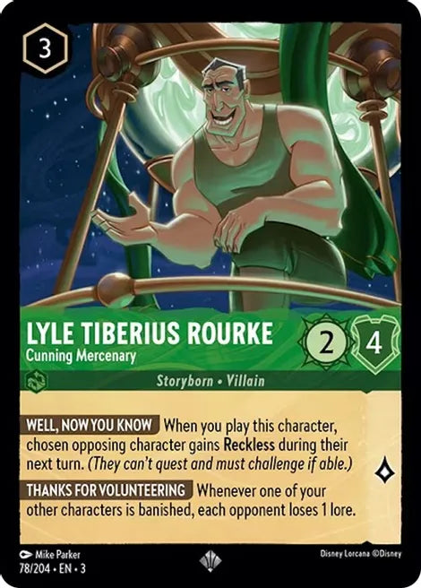Lyle Tiberius Rourke - Cunning Mercenary 78/204 Super Rare Into the Inklands Disney Lorcana TCG - guardiangamingtcgs