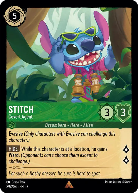 Stitch - Covert Agent 89/204 Rare Into the Inklands Disney Lorcana TCG - guardiangamingtcgs