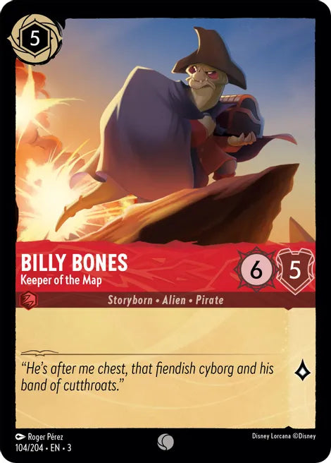 Billy Bones - Keeper of the Map 104/204 Common Into the Inklands Disney Lorcana TCG - guardiangamingtcgs