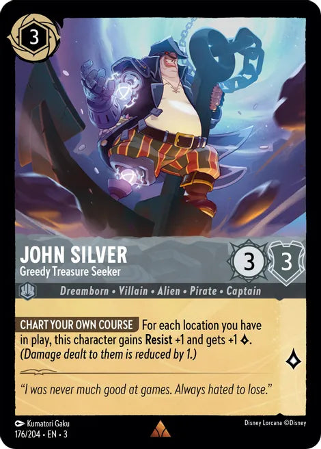 John Silver - Greedy Treasure Seeker 176/204 Rare Into the Inklands Disney Lorcana TCG - guardiangamingtcgs