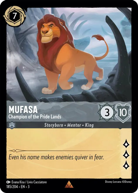 Mufasa - Champion of the Pride Lands 185/204 Rare Into the Inklands Disney Lorcana TCG - guardiangamingtcgs