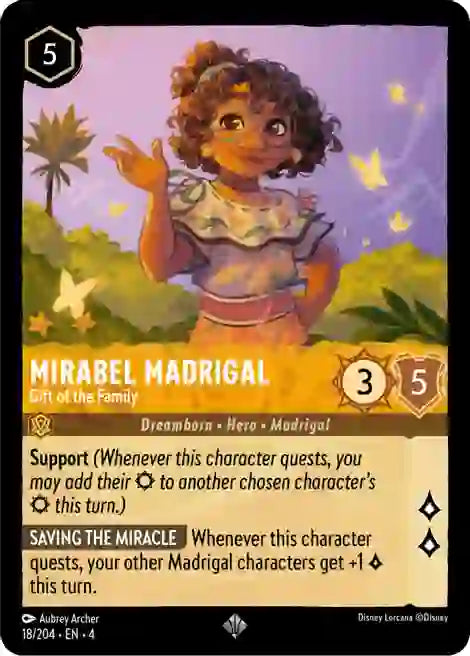 Mirabel Madrigal - Gift of the Family 18/204 Super Rare Ursula's Return Disney Lorcana TCG - guardiangamingtcgs