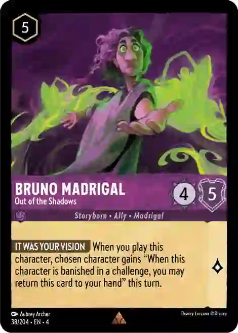 Bruno Madrigal - Out of the Shadows 38/204 Rare Ursula's Return Disney Lorcana TCG - guardiangamingtcgs