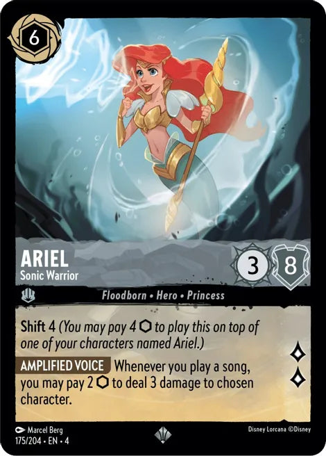 Ariel - Sonic Warrior 175/204 Super Rare Ursula's Return Disney Lorcana TCG - guardiangamingtcgs