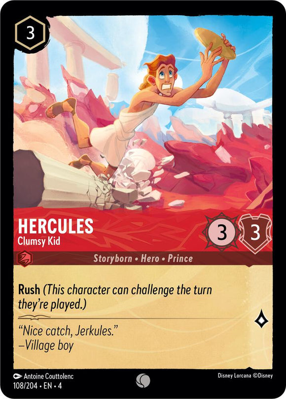 Hercules - Clumsy Kid 108/204 Common Ursula's Return Disney Lorcana TCG - guardiangamingtcgs