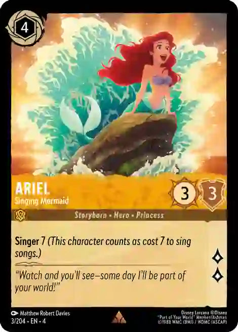 Ariel - Singing Mermaid 3/204 Rare Ursula's Return Disney Lorcana TCG - guardiangamingtcgs